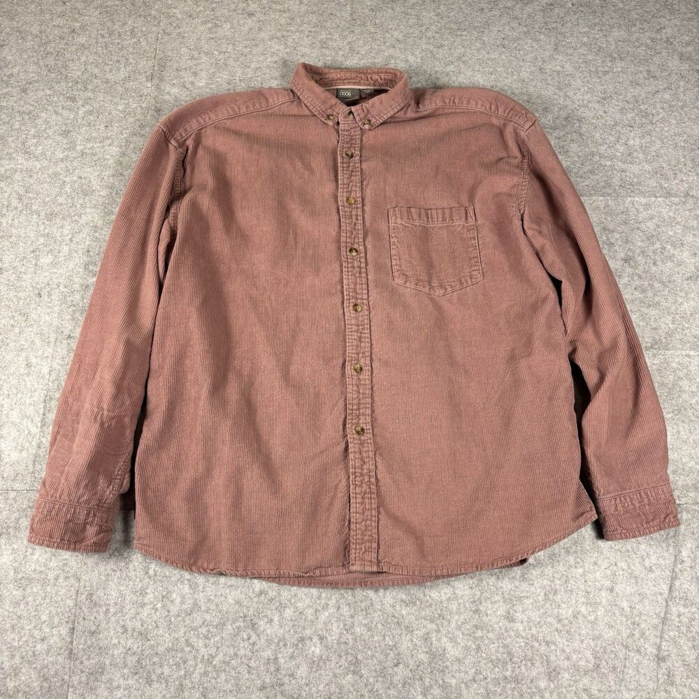 ASOS Salmon Pink Courduroy Long Sleeve Button Down Shirt Mens Medium